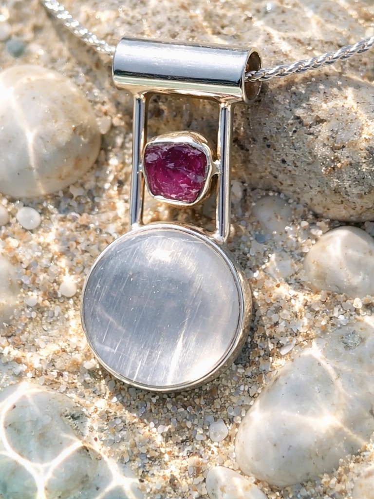 Selenite & Tourmaline Necklace